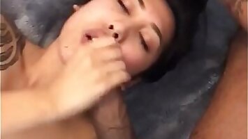 Asian takes big black dick load to the face